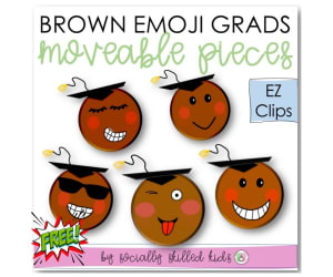 EZ Clips | Emoji Grads Brown | Moveable Pieces Clip Art