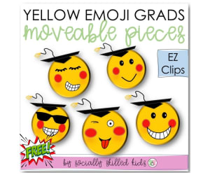 EZ Clips | Emoji Grads Yellow | Moveable Pieces Clip Art