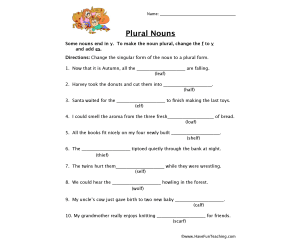 F V Plurals Worksheet