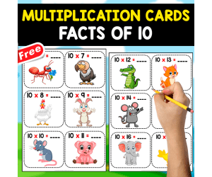 FACT FLASHCARDS OF 10 | 20 FREE MULTIPLICATION CARDS