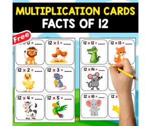 FACT FLASHCARDS OF MULTIPLICATION BY 12 | 20 FREE FLASHCARDS