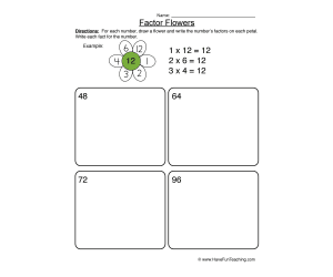 Factor Flowers Worksheet