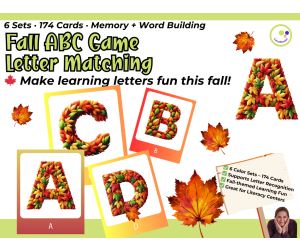 Fall Alphabet Memory Game – Uppercase ABC Cards