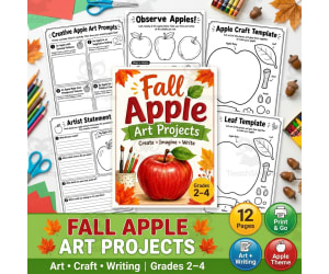 Fall Apple Art Projects & Craft Templates | Art Lesson + Writing