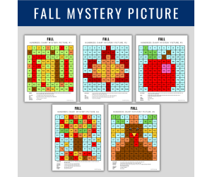 FALL Coloring Pages, Hundreds chart Mystery Picture, Color By Number