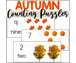 Fall Counting to 10 Puzzles with Real Photographs