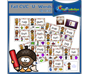 Fall CVC "U" Words Clip Cards - EBOOK