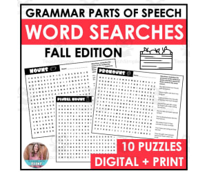 Fall Grammar Word Search Packet
