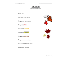 Fall Leaves Reading Comprehension Worksheet