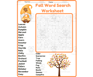 Fall Word Search worksheet activity