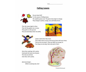 Falling Leaves Reading Comprehension Worksheet