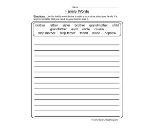 Family Words Worksheet