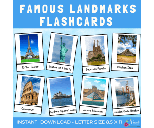 Famous Landmarks Flashcards - World Iconic Landmarks Vocabulary