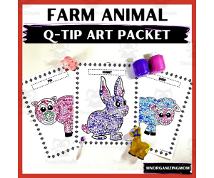 Farm Animal Q-Tip Art Packet
