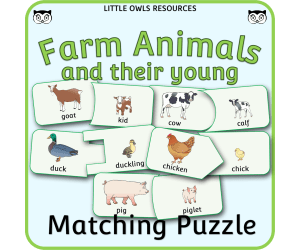 Farm Animals and their Young/Babies - Matching Puzzle Game
