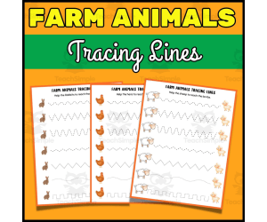 Farm Animals Tracing Lines Pre-writing Practice Fine Motor Skills PreK