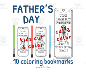 Father's day coloring bookmarks for Jedi