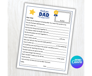 Father's Day - Letter to Dad - Father's Day Questionnaire