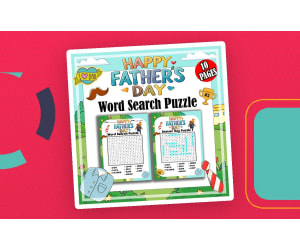 Father's Day Word Search Puzzle Kindergarten Game Activities