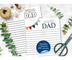 Father's Day Writing Activity, World's Best Dad Reasons, Personalized Take Home Gift, Printable Card, Teacher June Classroom Resource, Instant Download