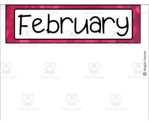 February Love Theme Calendar Pieces