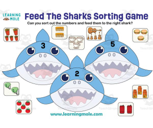 Feed The Sharks Sorting Game