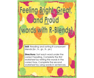 Feeling Bright Great and Proud R Consonant Blends Activity