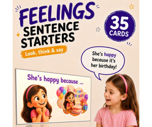 Feelings Sentence Starter Cards | Speaking Activity