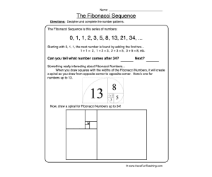 Fibonacci Sequence Patterns Worksheet