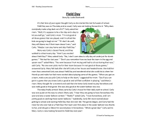 Field Day - Reading Comprehension Worksheet