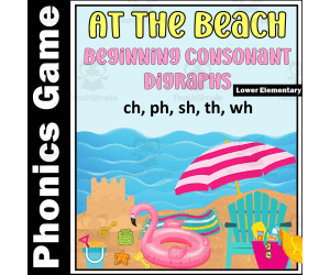 File Folder Game: At the Beach | Beginning Consonant Digraphs