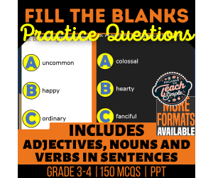Fill in the Blanks Practice Questions - Vocabulary Grade 3-4 (PPT)