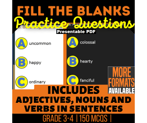 Fill in the Blanks Practice - Vocabulary Grade 3-4 (Presentable PDF)