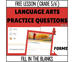 Fill in the Blanks Sample Lesson - Vocabulary Grade 5-6 (Forms)