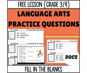 Fill in the Blanks Sample - Vocabulary Grade 3-4 (Docs)