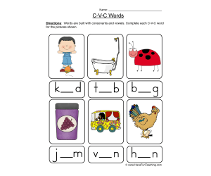 Fill in the Vowel CVC Worksheet