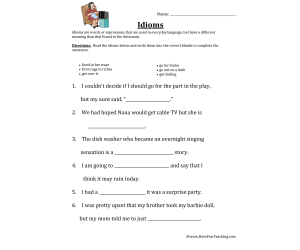 Filling in Idioms Worksheet