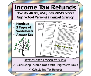 Financial Literacy: Tax Refunds from RRSPs, IRAs and 401ks Worksheets