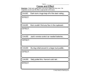 Find the Effect Cause and Effect Worksheet