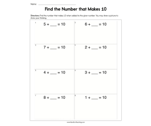 Find the Number that Makes 10 Worksheet