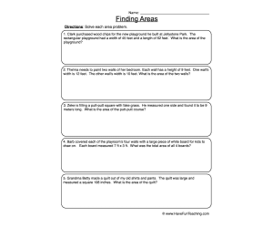 Finding Areas Word Problems Worksheet