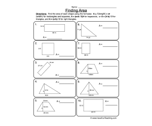 Finding Different Shapes Area Worksheet