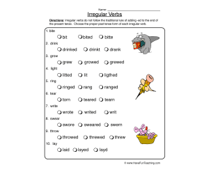 Finding Irregular Verbs Worksheet