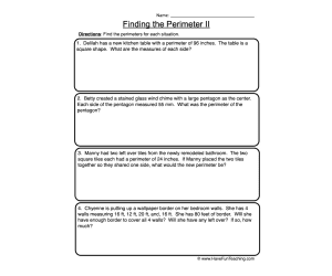 Finding Perimeter Word Problems Worksheet