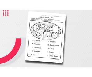 Finding Places on a Globe Worksheet