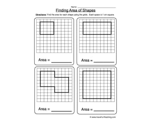 Finding the Area of Grid Shapes Worksheet