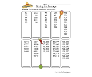 Finding the Average To Hundred Thousands Worksheet