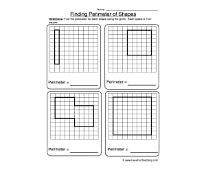 Finding the Perimeter of Shapes Grid Worksheet
