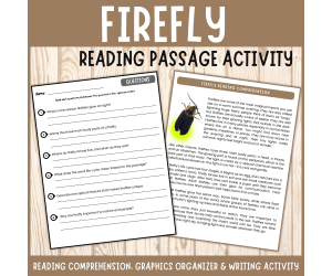 Firefly reading passage comprehension questions  graphics organizer
