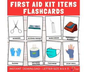 First Aid Kit Items Flashcards | Emergency Safety Supplies Recognition
